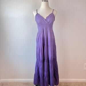 Vintage Y2K Tiered Maxi Dress Purple Ombre Sleeveless Fairycore Whimsygoth Small